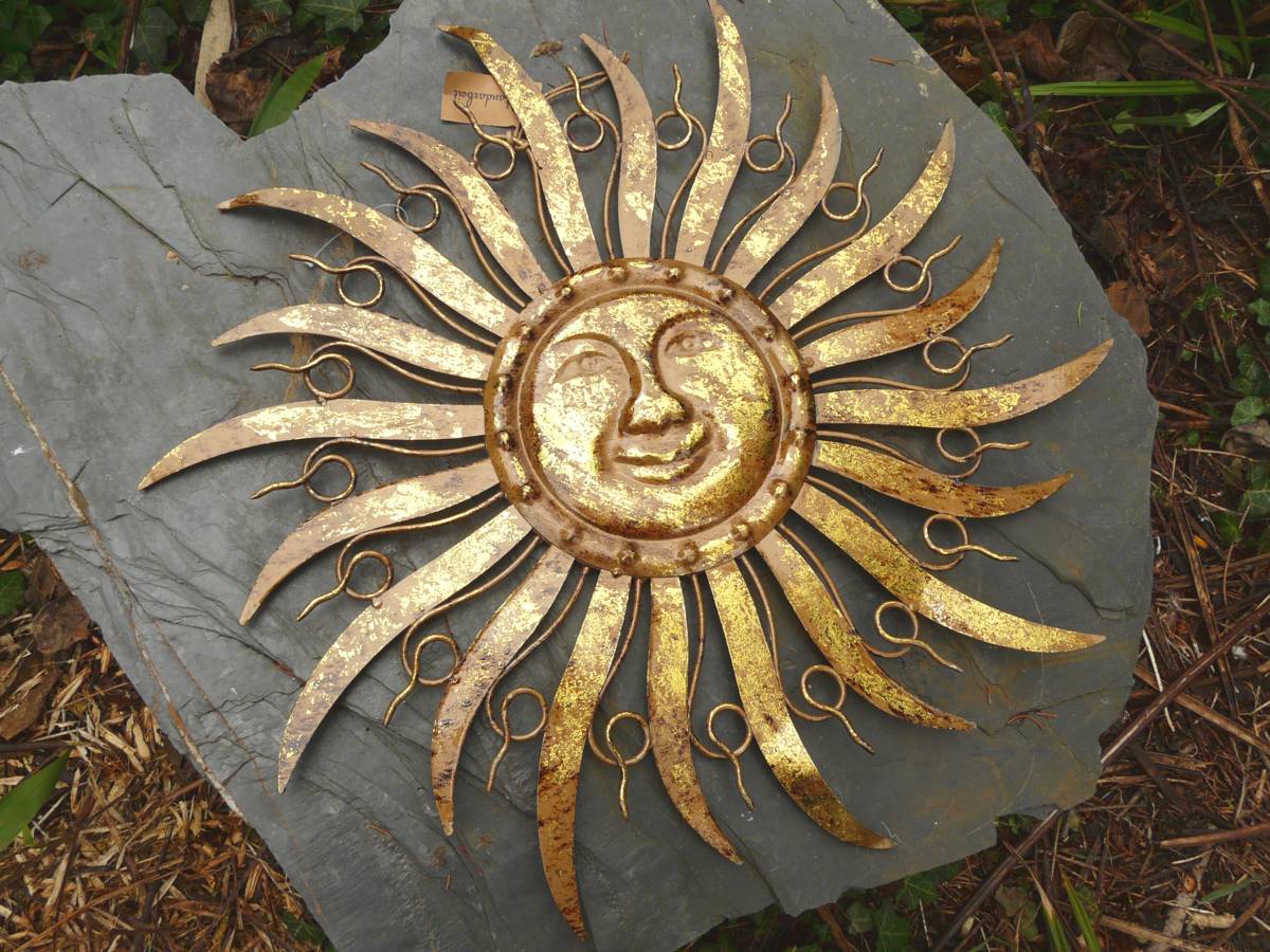 Sonne Metall Braun Gold Wanddekoration Wandbild Gartendeko 68 Cm Ebay